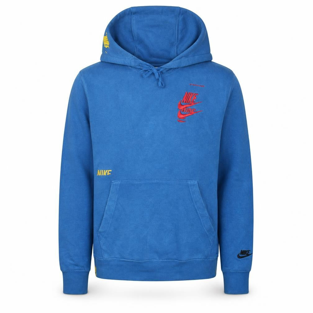 Front view of Nike Men's Blue Pullover Hoodie Small Fleece Embroidered Logo Sportswear