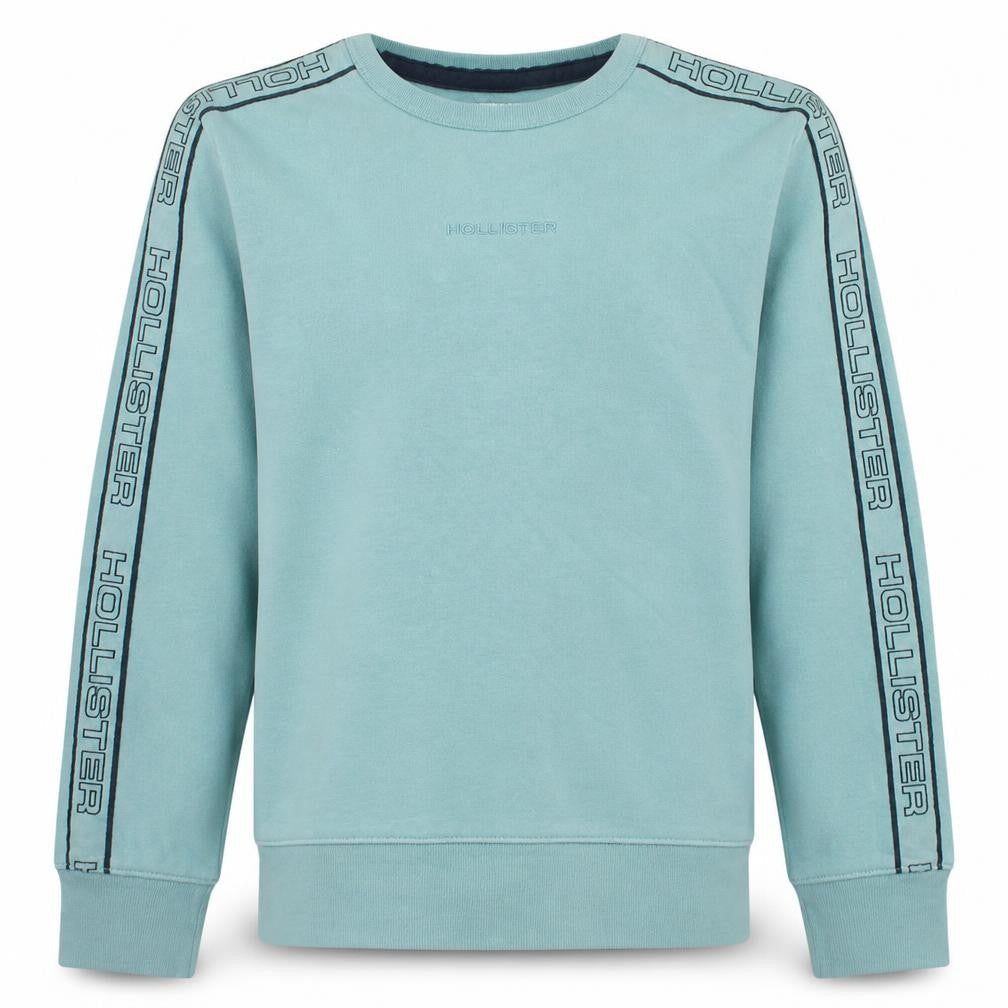Front view of Hollister Men's Blue XS Logo Pullover Crew Neck Sweatshirt