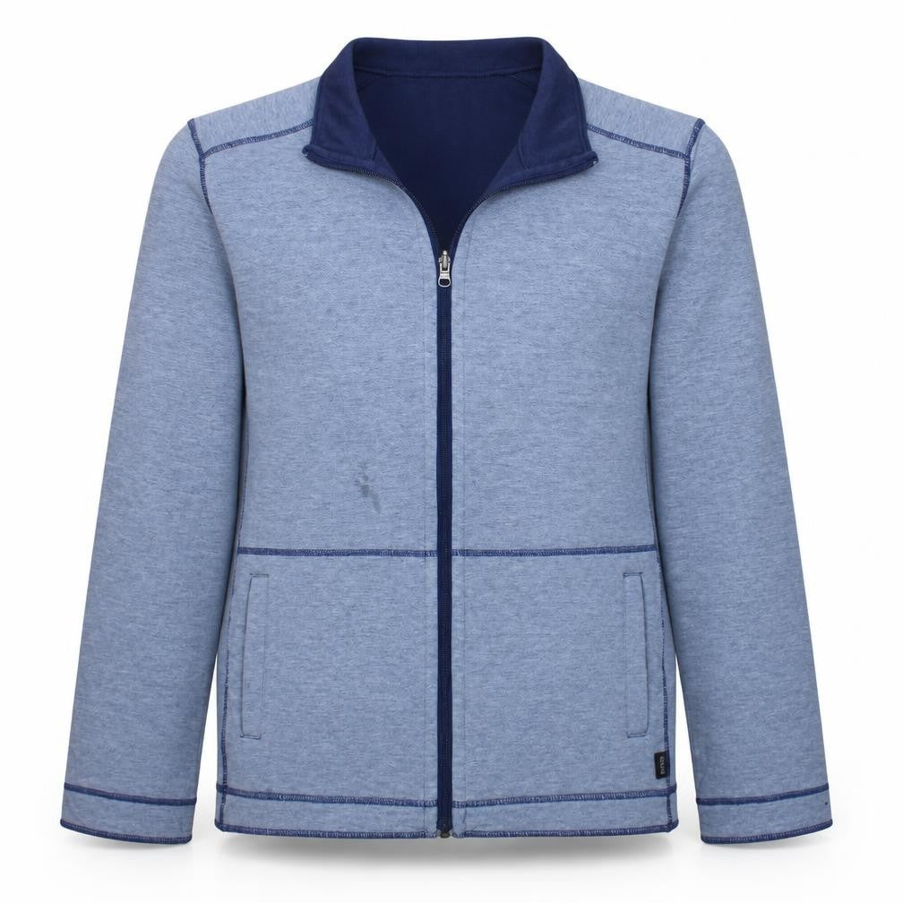 Front view of Hugo Boss Men's Blue Regular Fit Full Zip Sweatshirt, size L