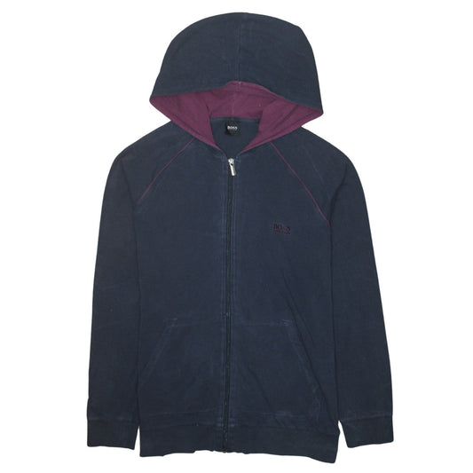 Hugo Boss Womens Navy Full Zip Hoodie Size L Cotton Blend