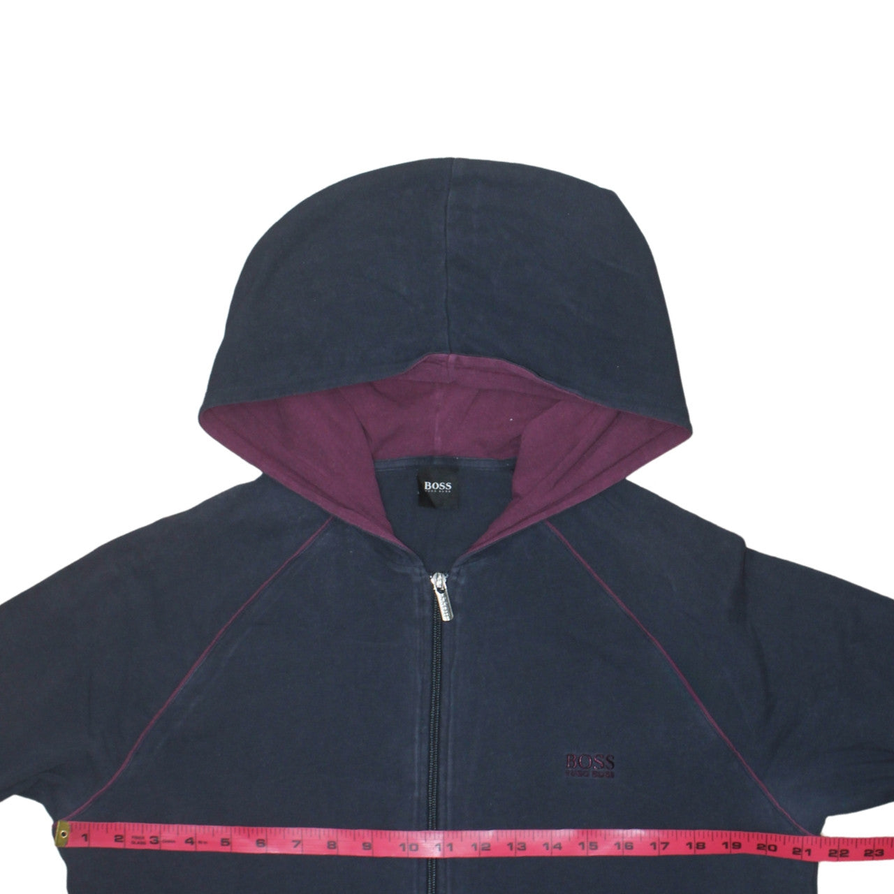 Hugo Boss Womens Navy Full Zip Hoodie Size L Cotton Blend