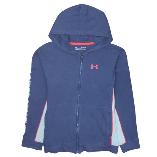 Under Armour Boys Navy Blue Full Zip Hoodie Size XL ColdGear Lined