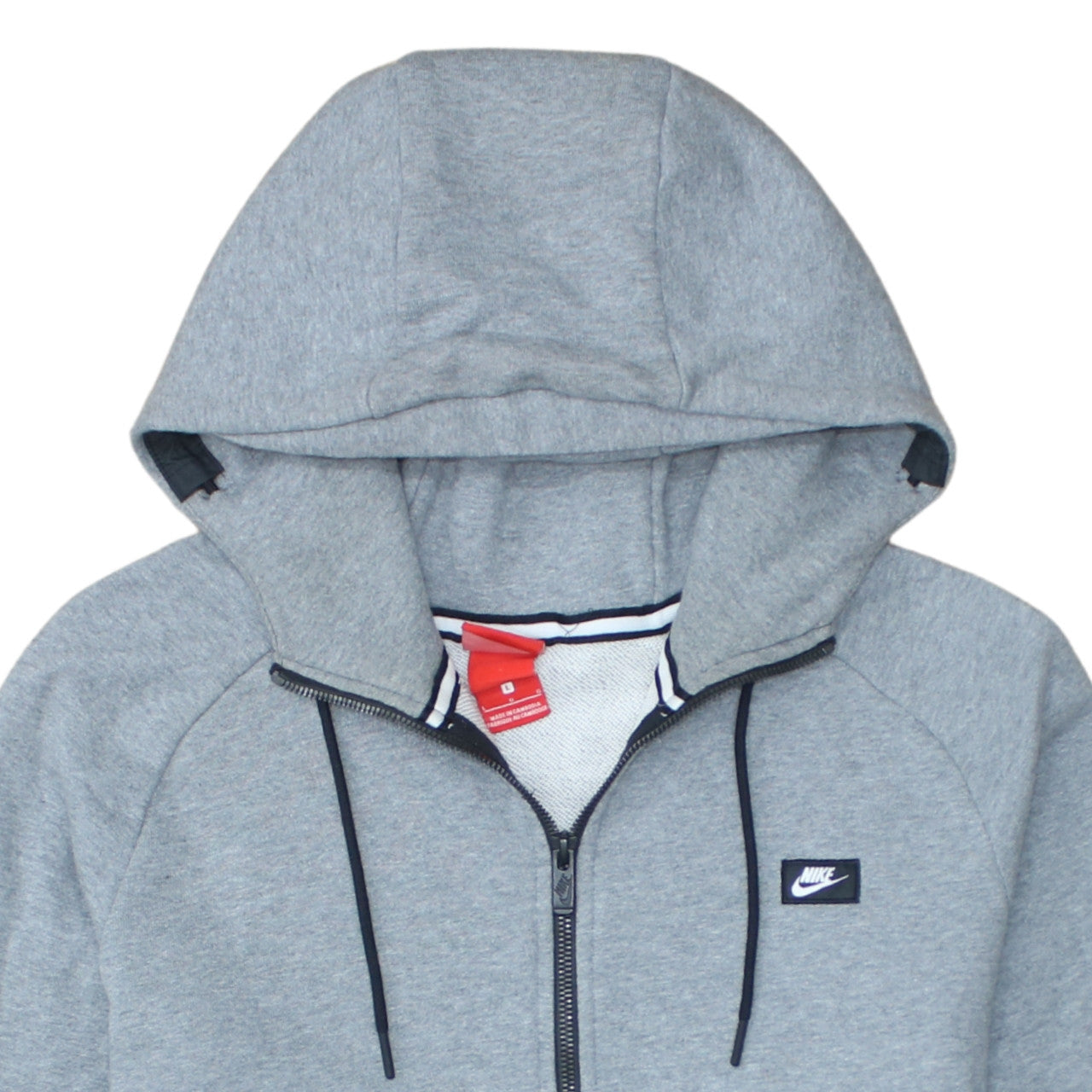Nike Men's Grey Full Zip Hoodie L Regular Fit Sportswear
