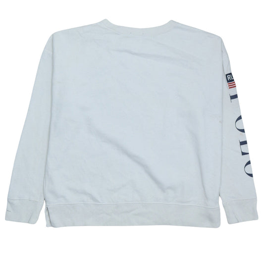 Polo Ralph Lauren Women White Logo Long Sleeve Crew Neck Sweatshirt M
