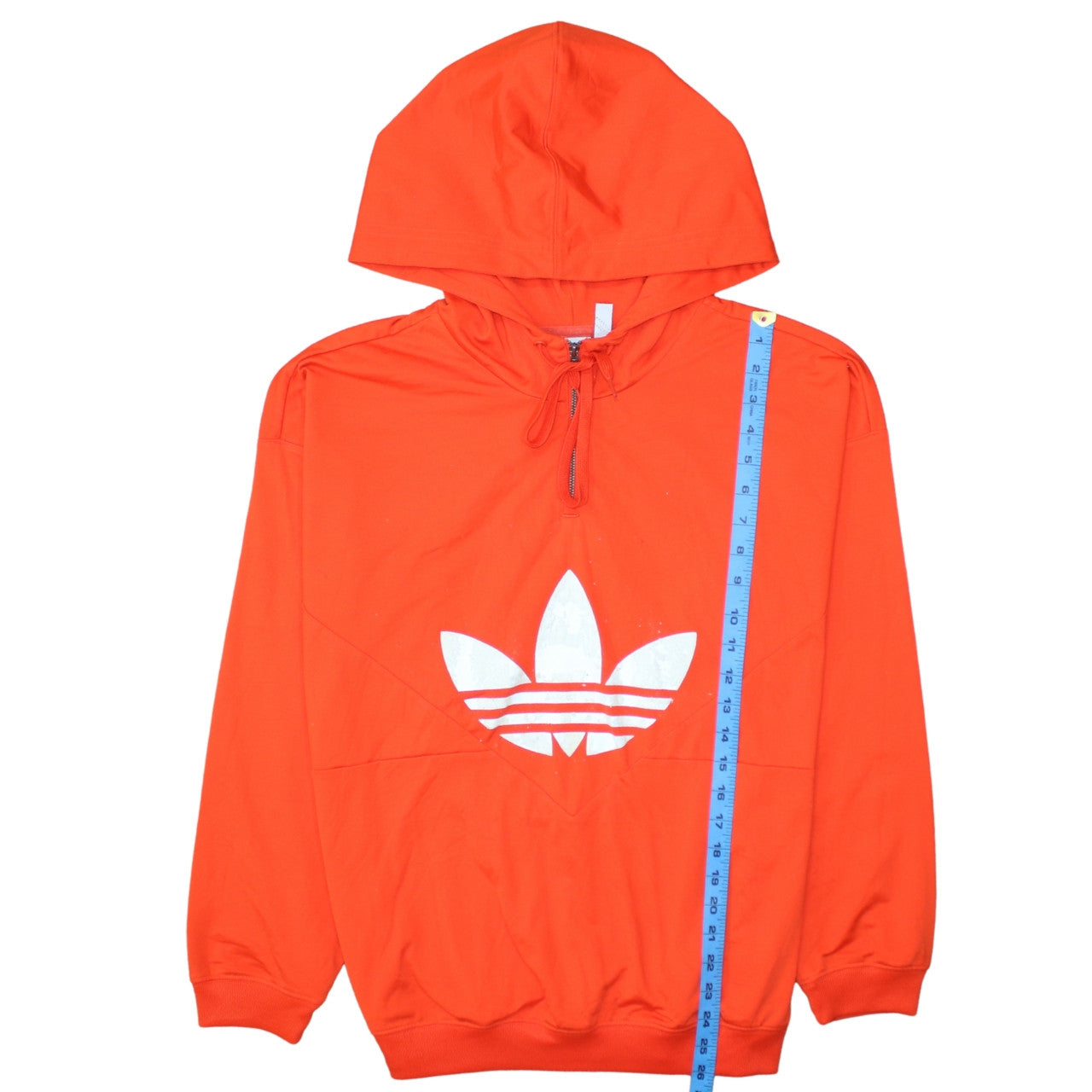 Adidas Womens Orange Hooded Pullover Sweatshirt Size 10 Logo Hoodie