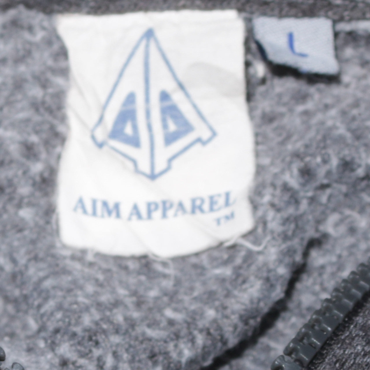 AIM Apparel Men's Grey Full Zip Hoodie Size L Regular Fit