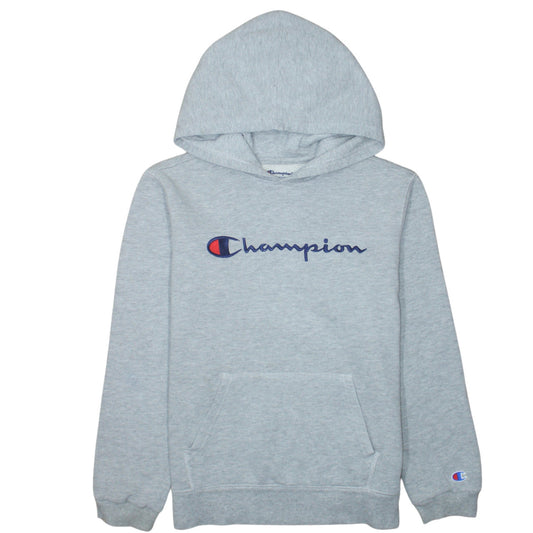 Champion Men's Grey XL Pullover Hoodie Embroidered Logo Fleece