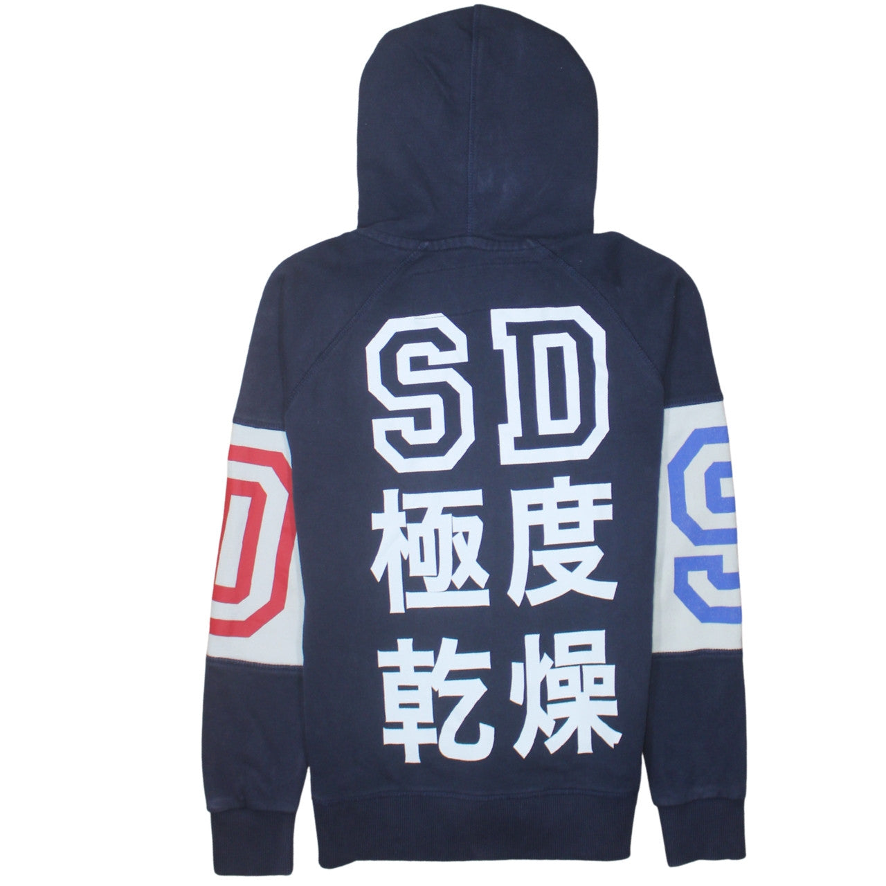 Superdry Mens Blue Full Zip Hoodie S Vintage College Graphic