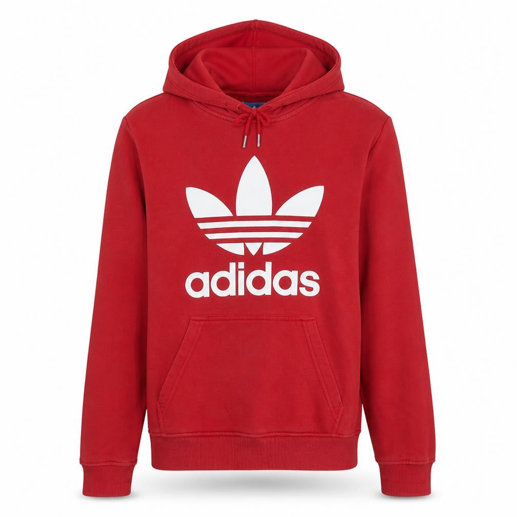 Adidas Men’s Red Pullover Hoodie Size M Logo Sportswear Sweatshirt
