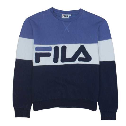 FILA Mens Blue Crew Neck Logo Sweatshirt Size L Regular Fit