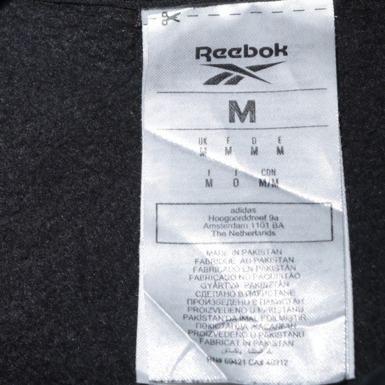 Reebok Men’s Black Pullover Hoodie Fleece Medium Regular Fit