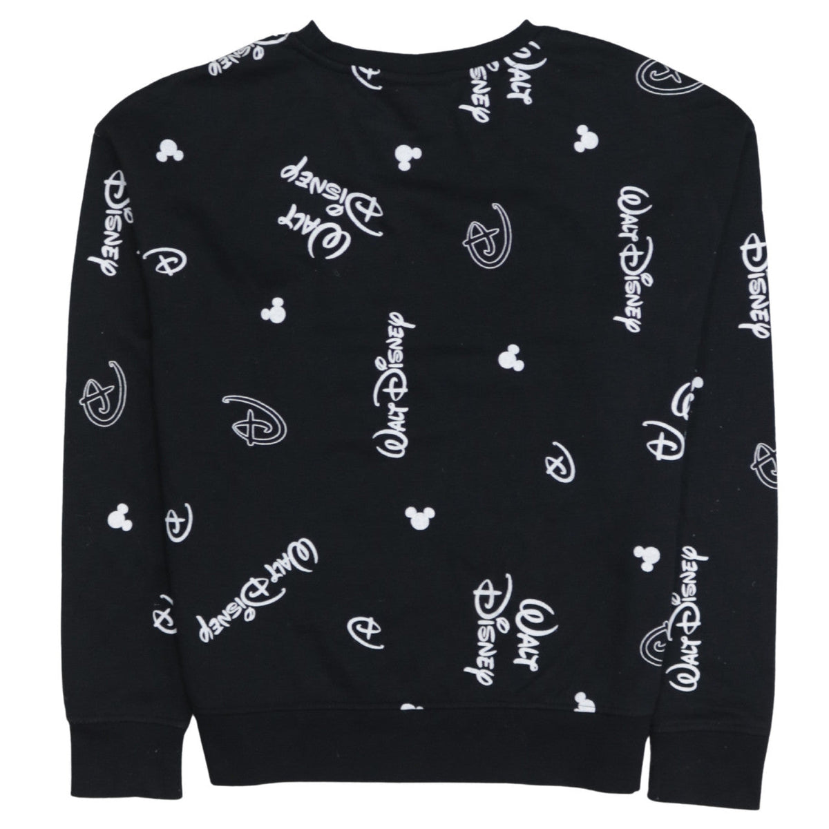 Disney Womens Black Sweatshirt 2XS Crew Neck Long Sleeve Walt Logo Print