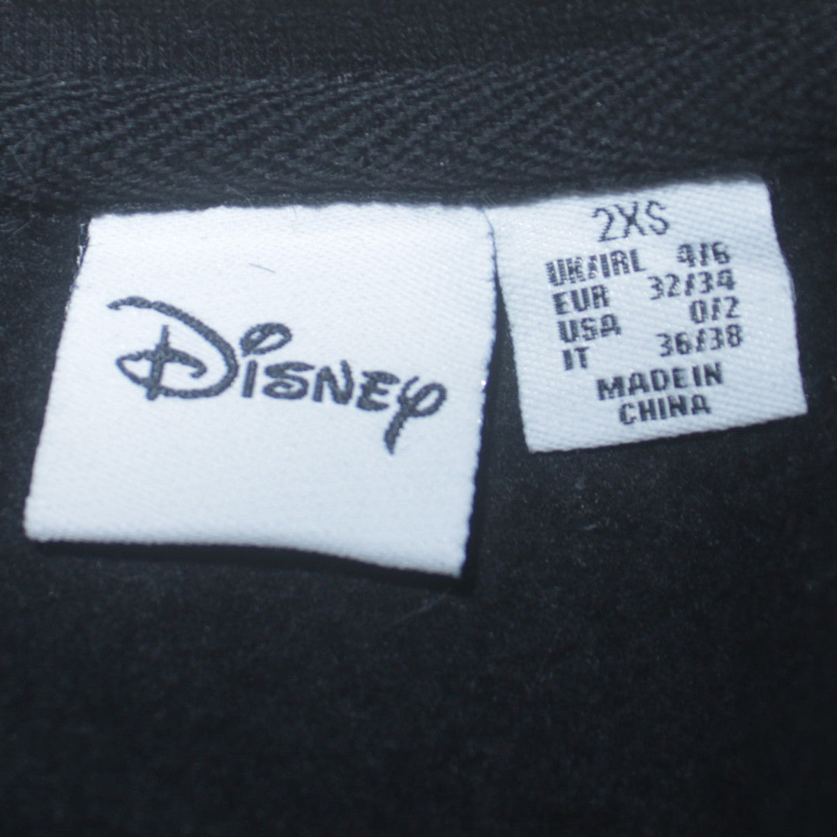 Disney Womens Black Sweatshirt 2XS Crew Neck Long Sleeve Walt Logo Print