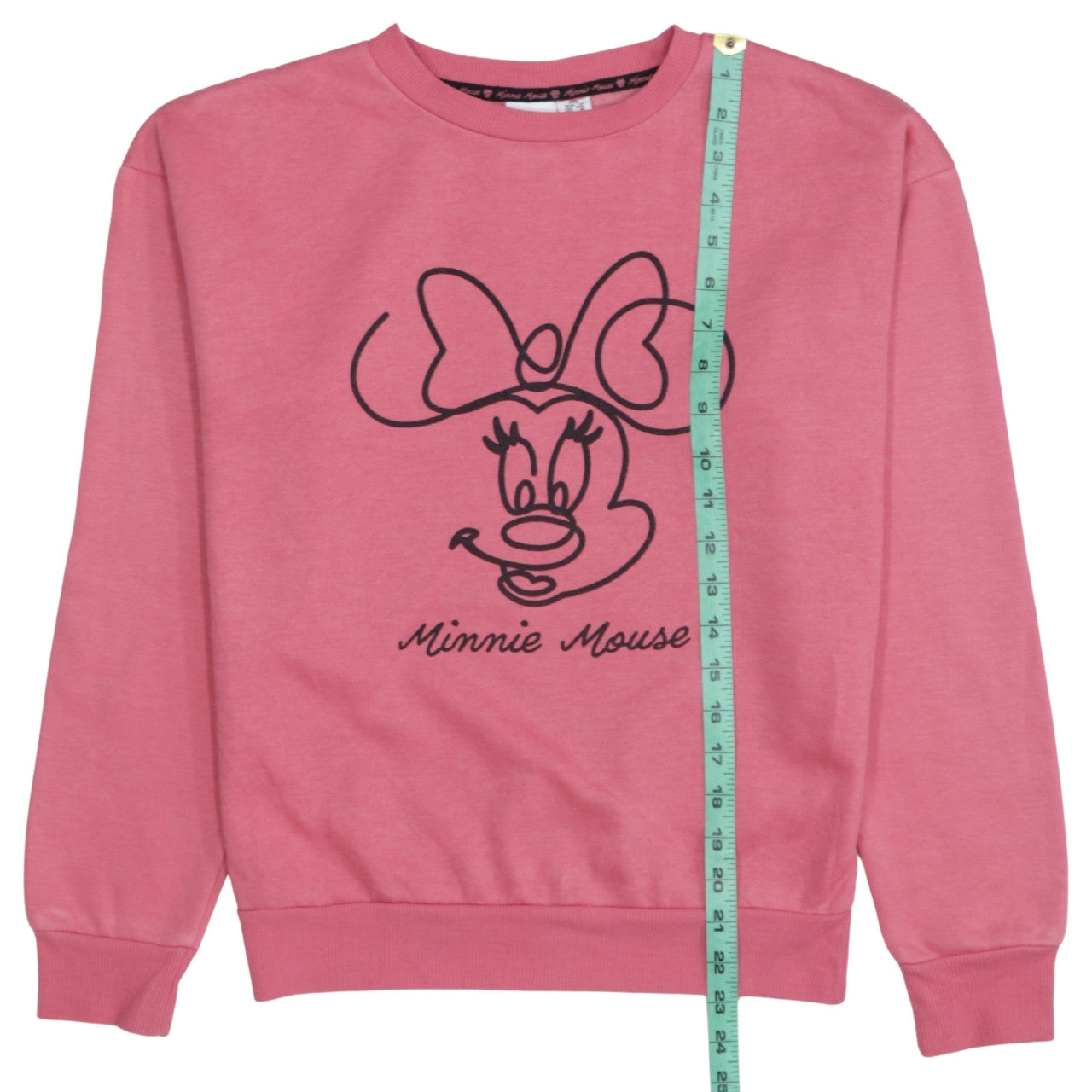 Disney Minnie Mouse Pink Sweatshirt Women 2XS Crew Neck Graphic Print