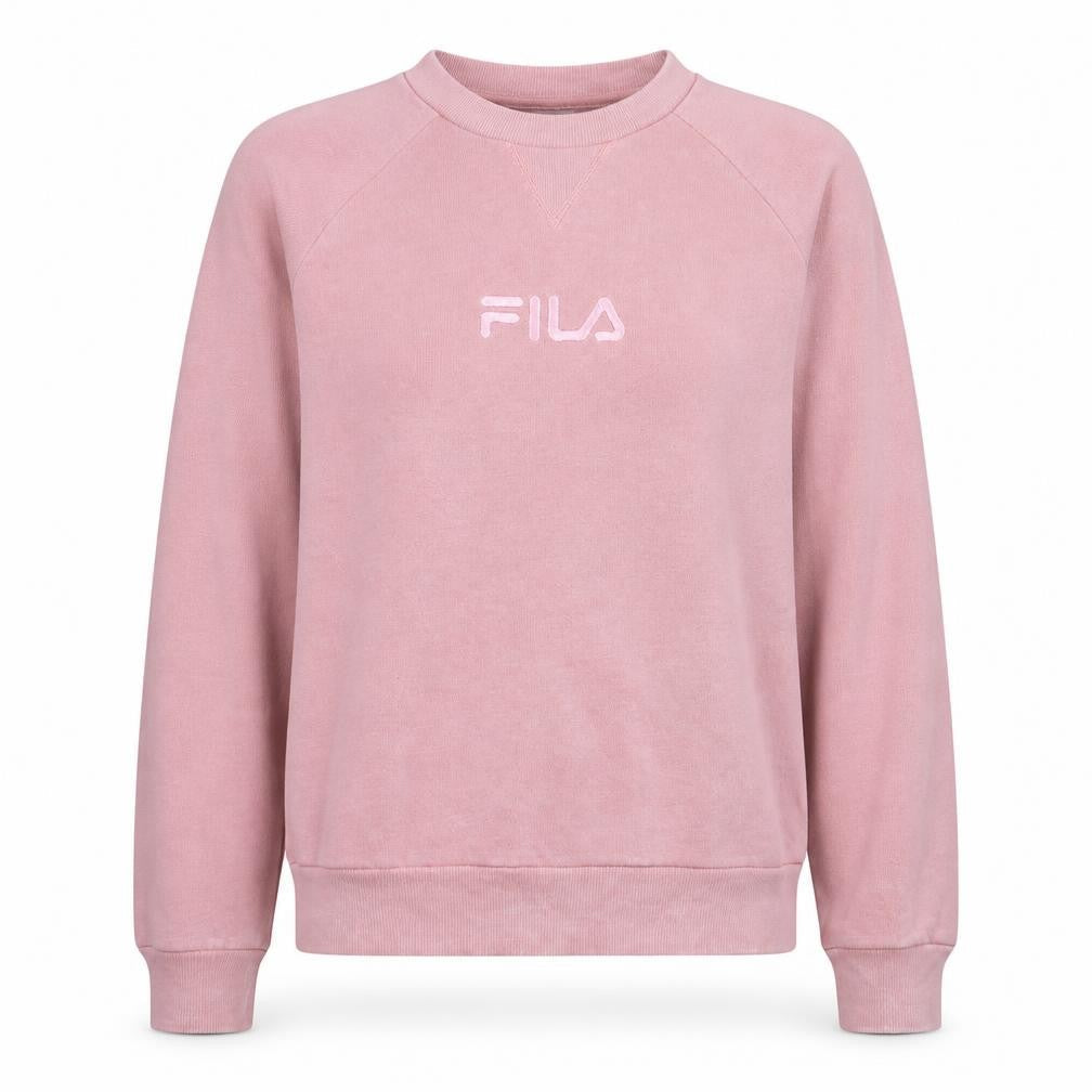 FILA Womens Pink Pullover Sweatshirt Size 8 Cotton Blend Logo Crew Neck