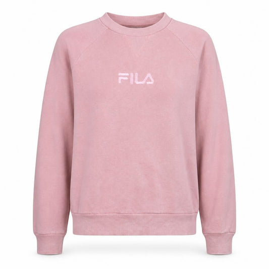 FILA Womens Pink Pullover Sweatshirt Size 8 Cotton Blend Logo Crew Neck