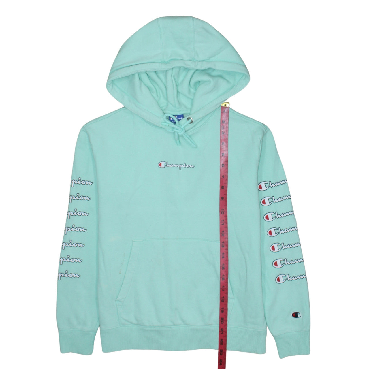 Champion Womens Mint Green XS Pullover Hoodie Cotton Logo Print