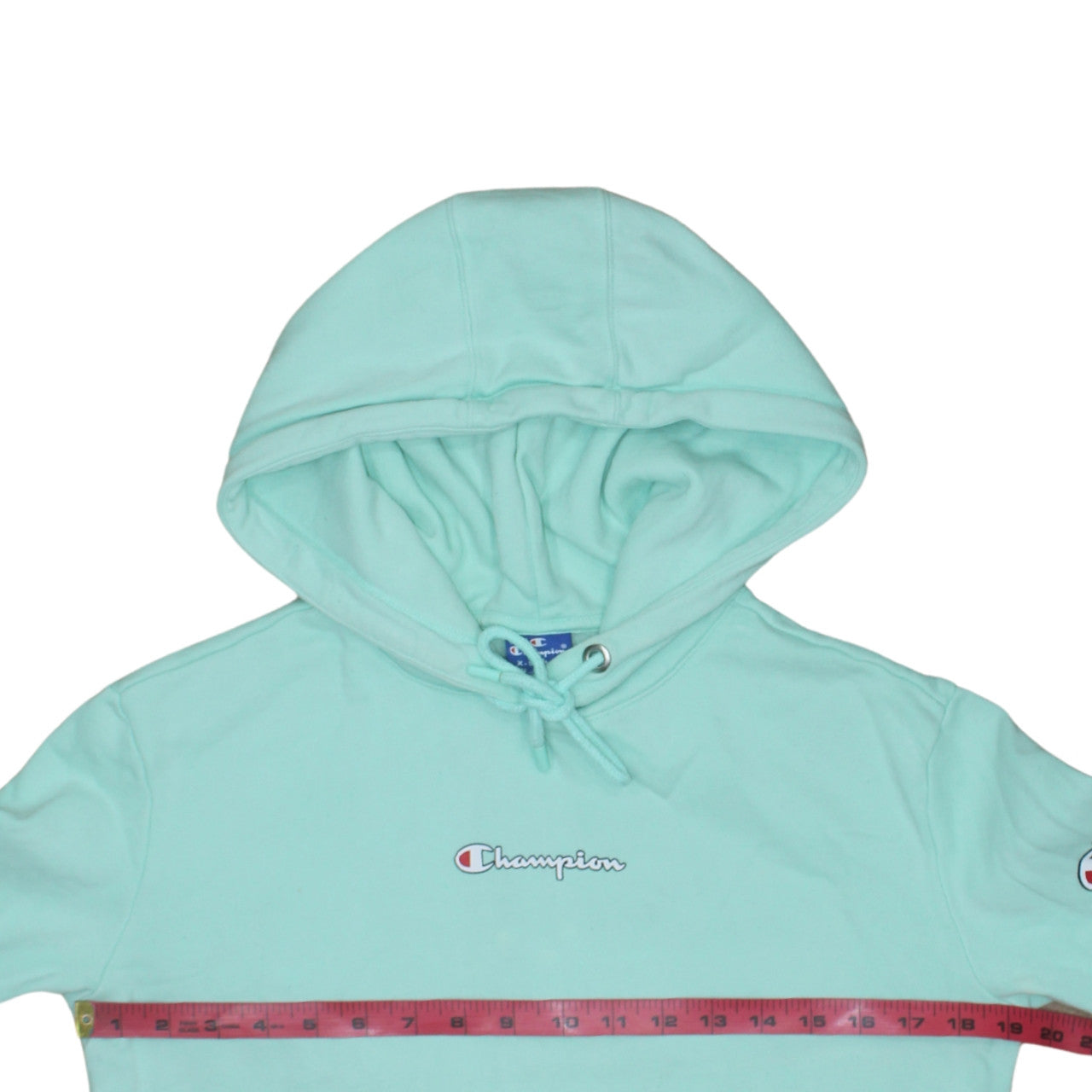 Champion Womens Mint Green XS Pullover Hoodie Cotton Logo Print