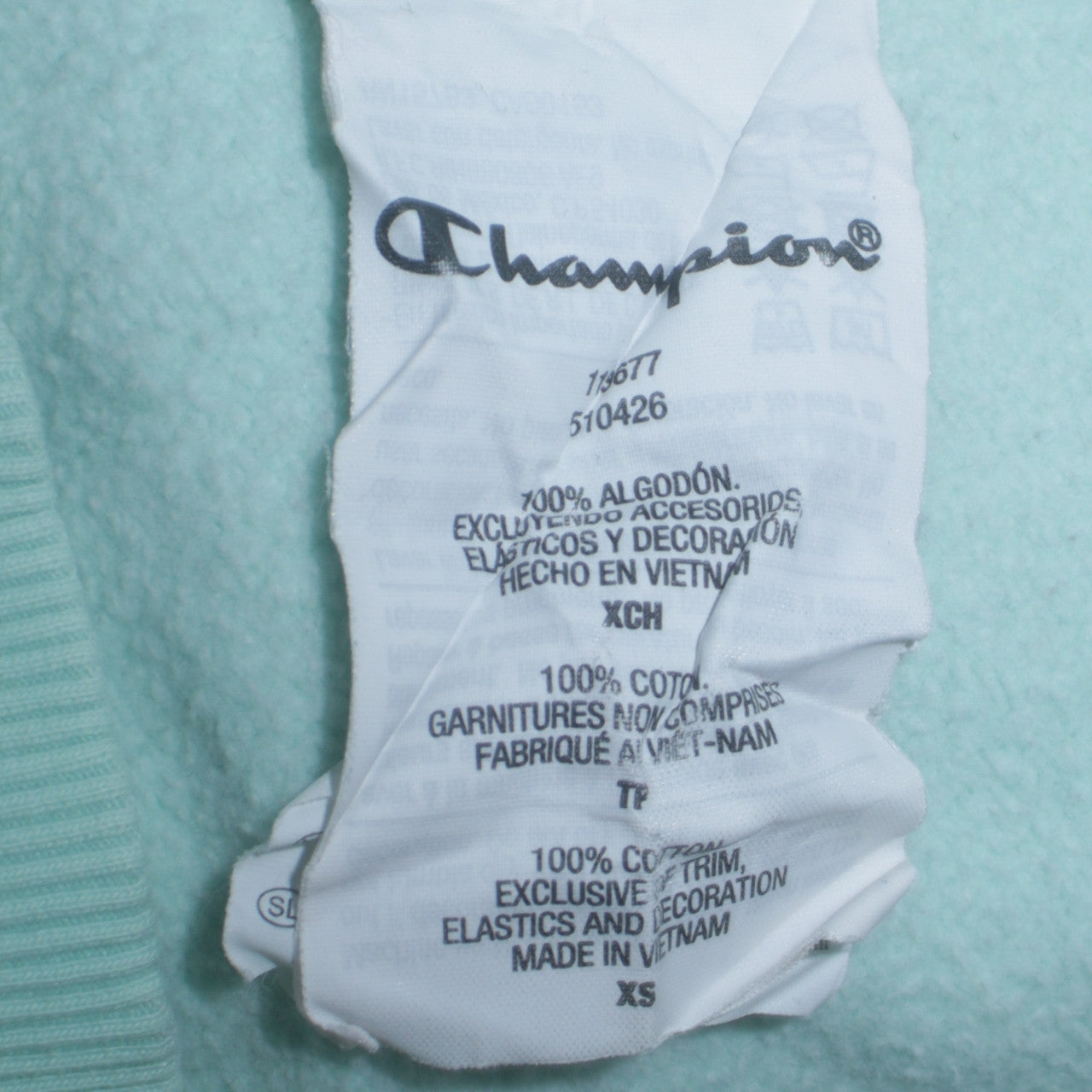 Champion Womens Mint Green XS Pullover Hoodie Cotton Logo Print