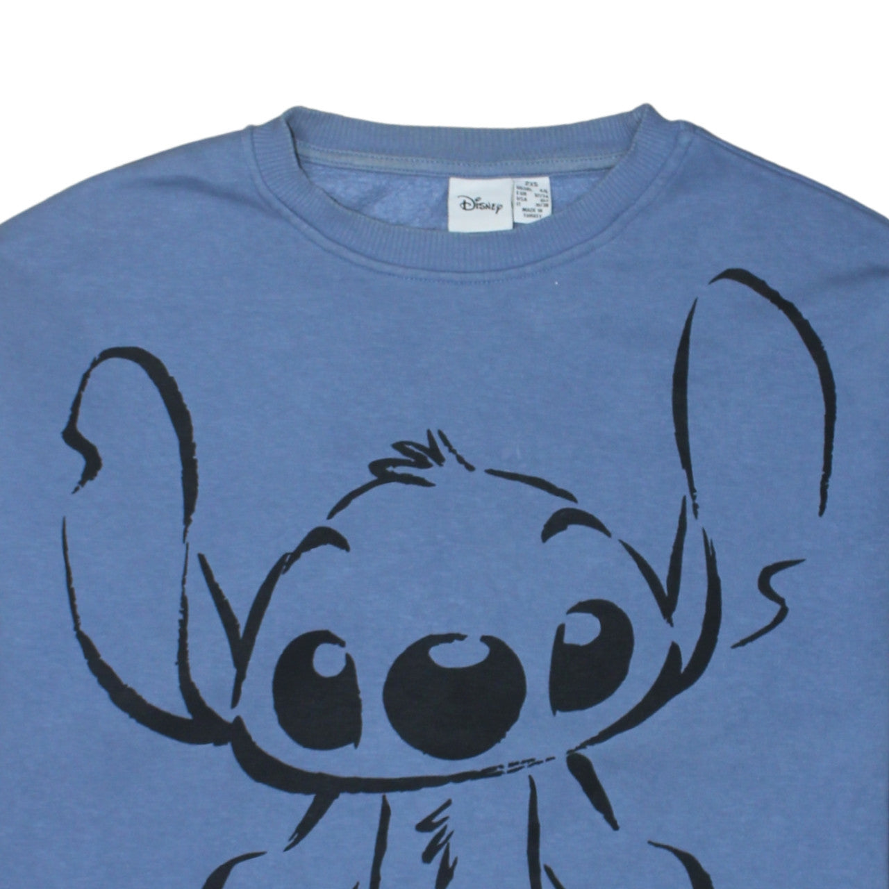 Disney Women Blue Stitch Graphic Pullover Sweatshirt 2XS