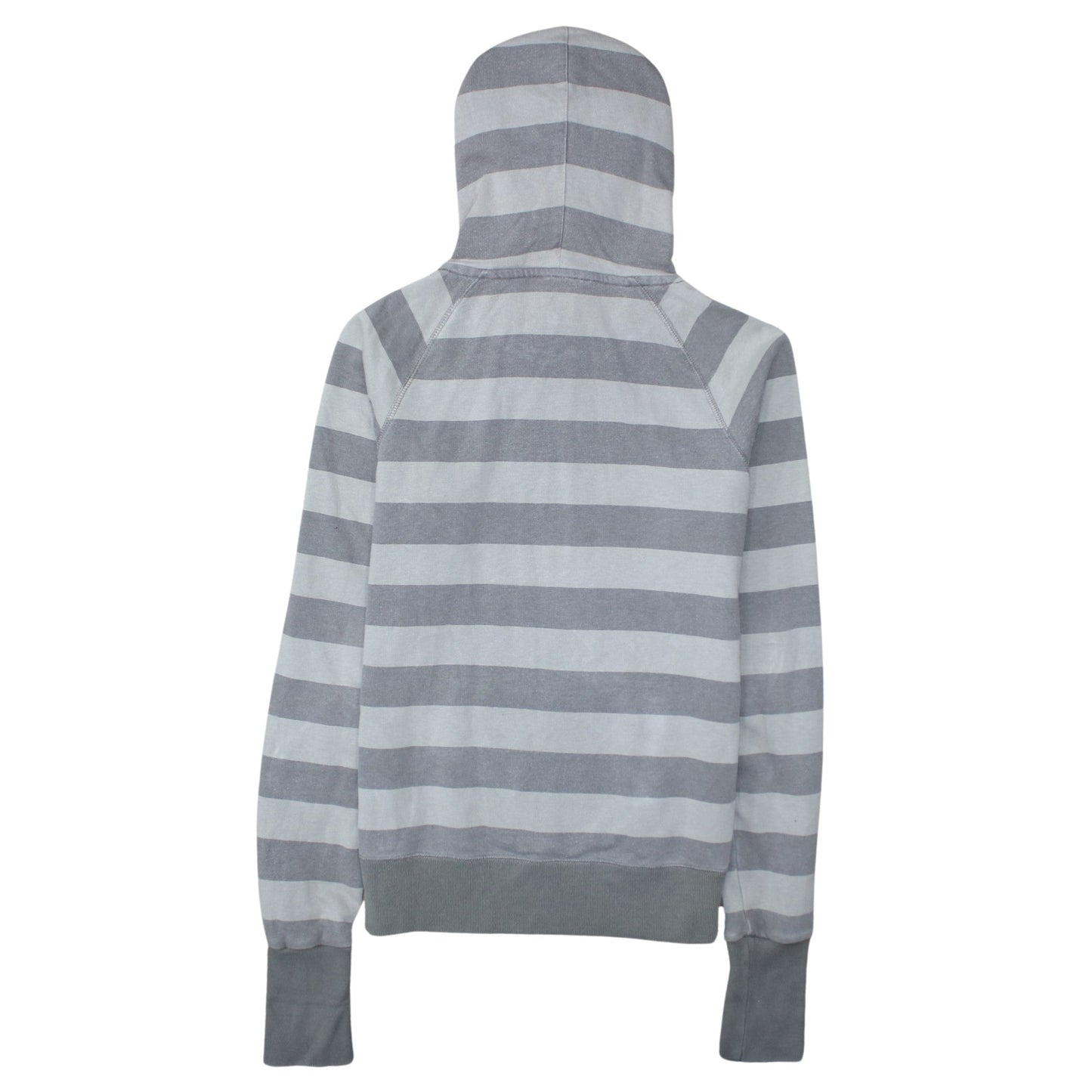 Nike Women Grey Striped Pullover Hoodie Size 14/16 Drawstring Graphic Logo