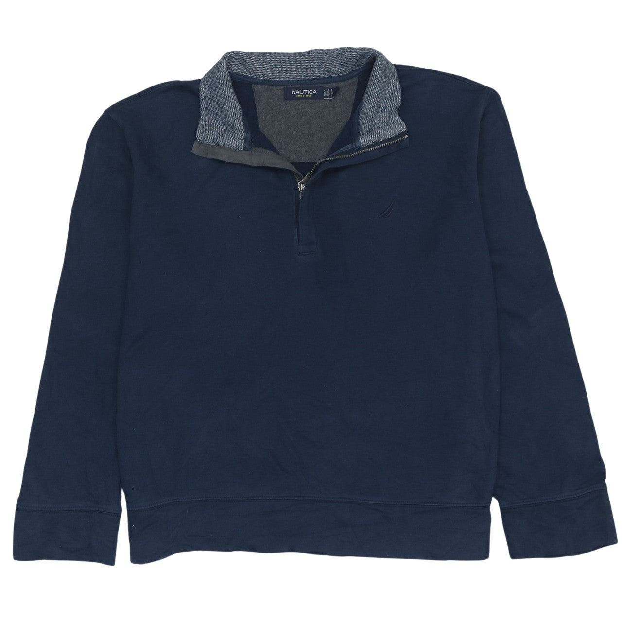Nautica Men’s Blue 1/4 Zip Collared Henley Sweatshirt Size L
