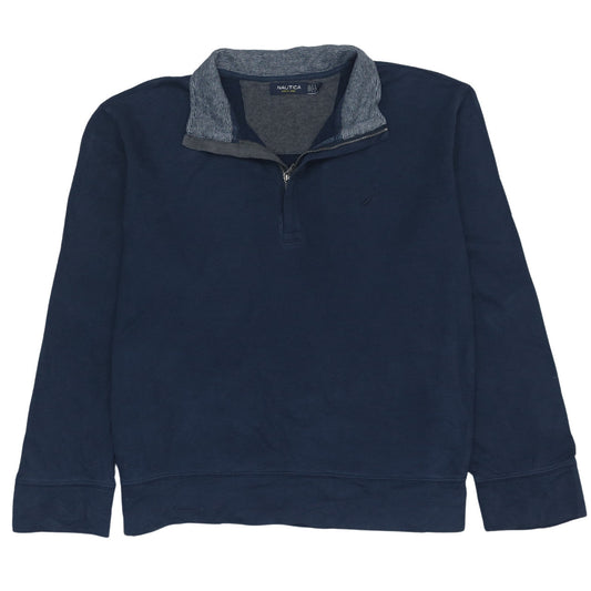 Nautica Men’s Blue 1/4 Zip Collared Henley Sweatshirt Size L