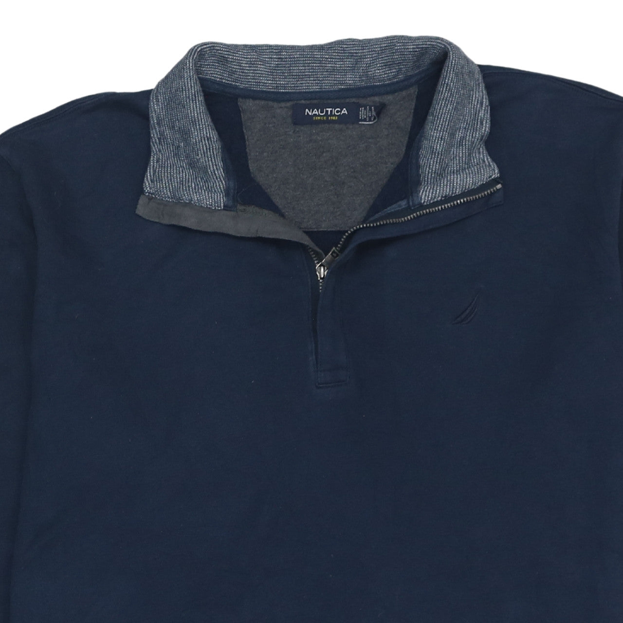 Nautica Men’s Blue 1/4 Zip Collared Henley Sweatshirt Size L