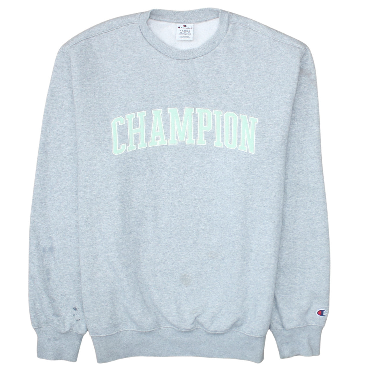 Champion Mens Grey XL Pullover Crew Neck Logo Sweatshirt