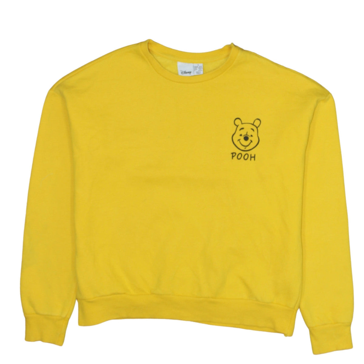 Front view of Disney Winnie the Pooh Yellow Sweatshirt Women S 10/12 Crew Neck