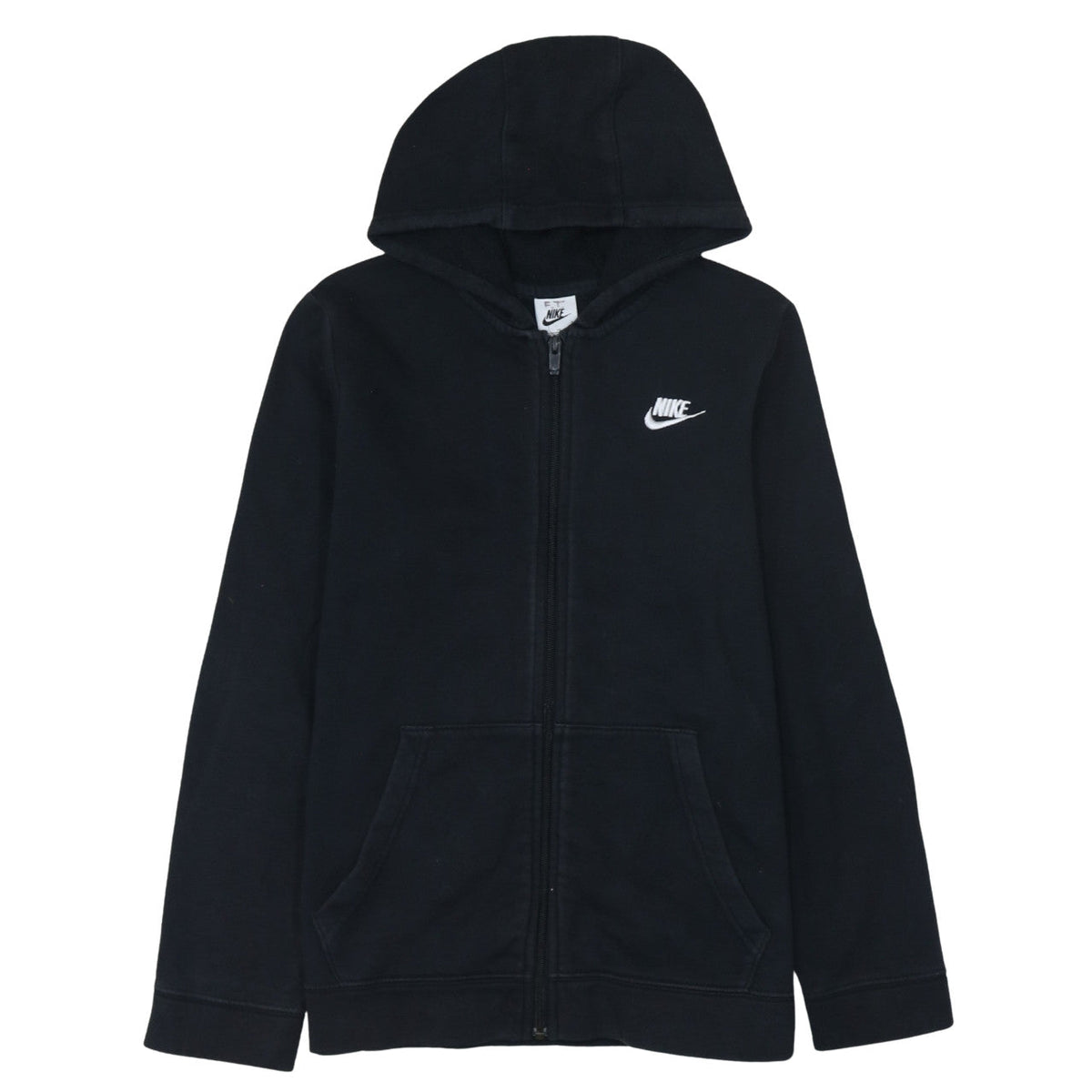 Additional front view of Nike boys’ black full zip hoodie xl 158-170cm fleece sweatshirt