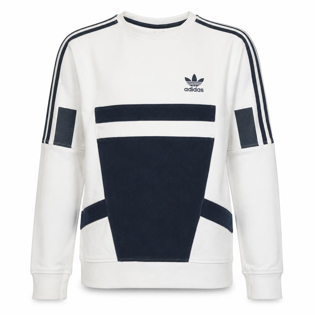 Adidas Men's White & Navy Crew Neck Sweatshirt Size S