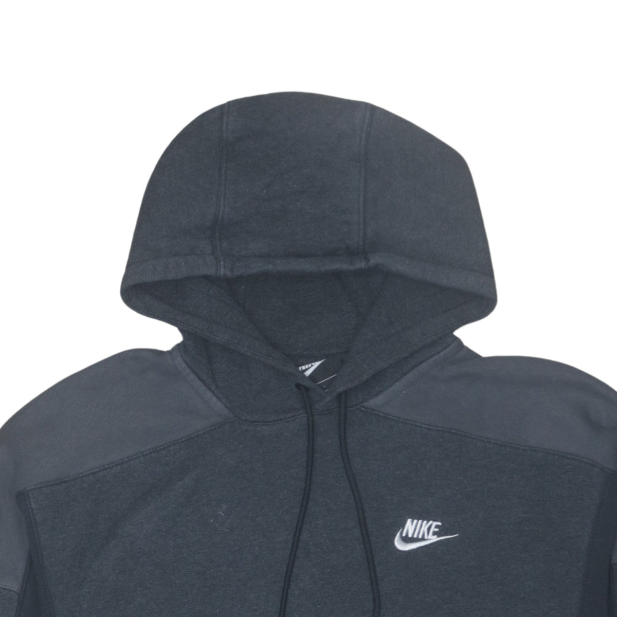 Brand and care label for Nike Men's Grey Pullover Hoodie Small Fleece Logo Sportswear