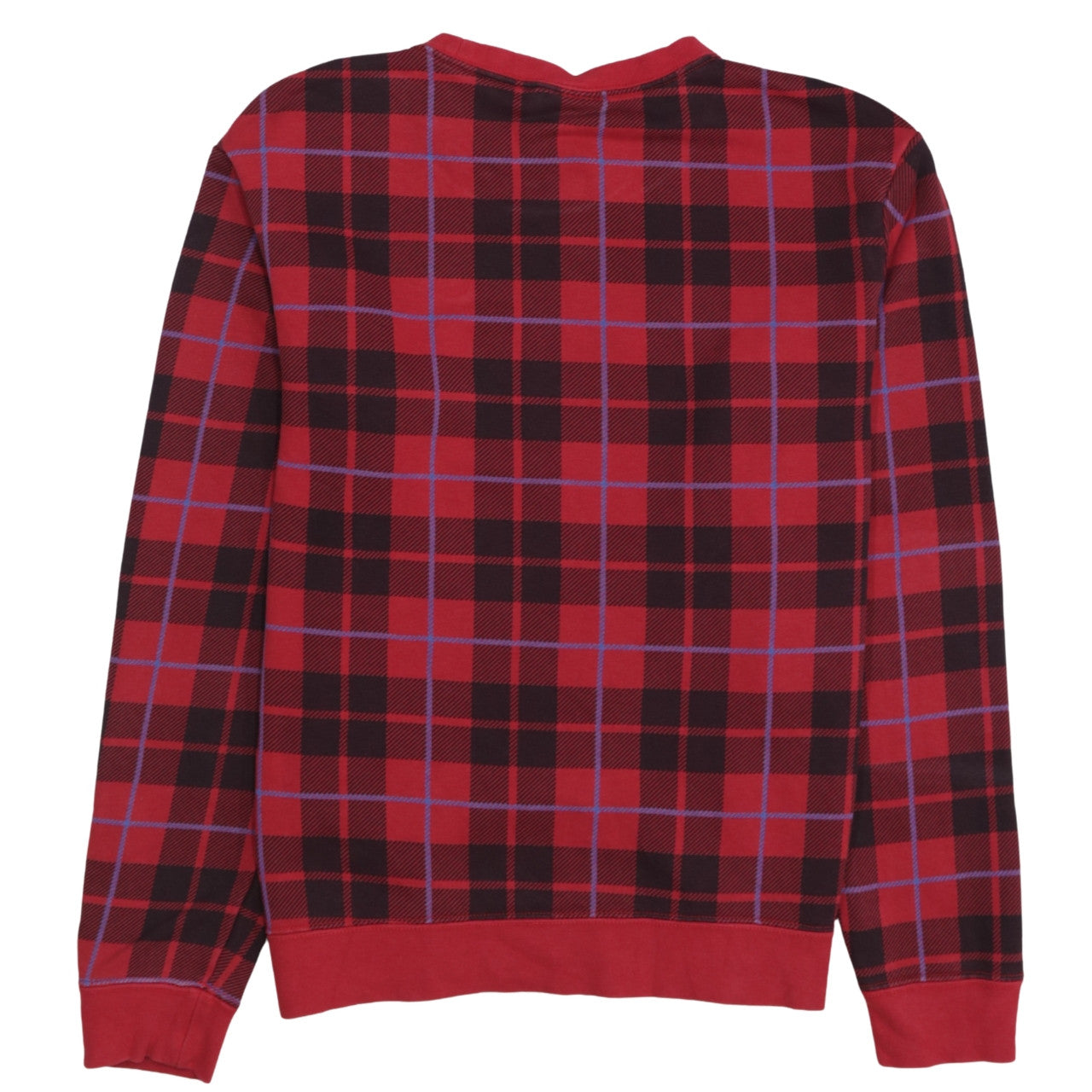 Nike Men's Red Checked Crew Neck Sweatshirt XS