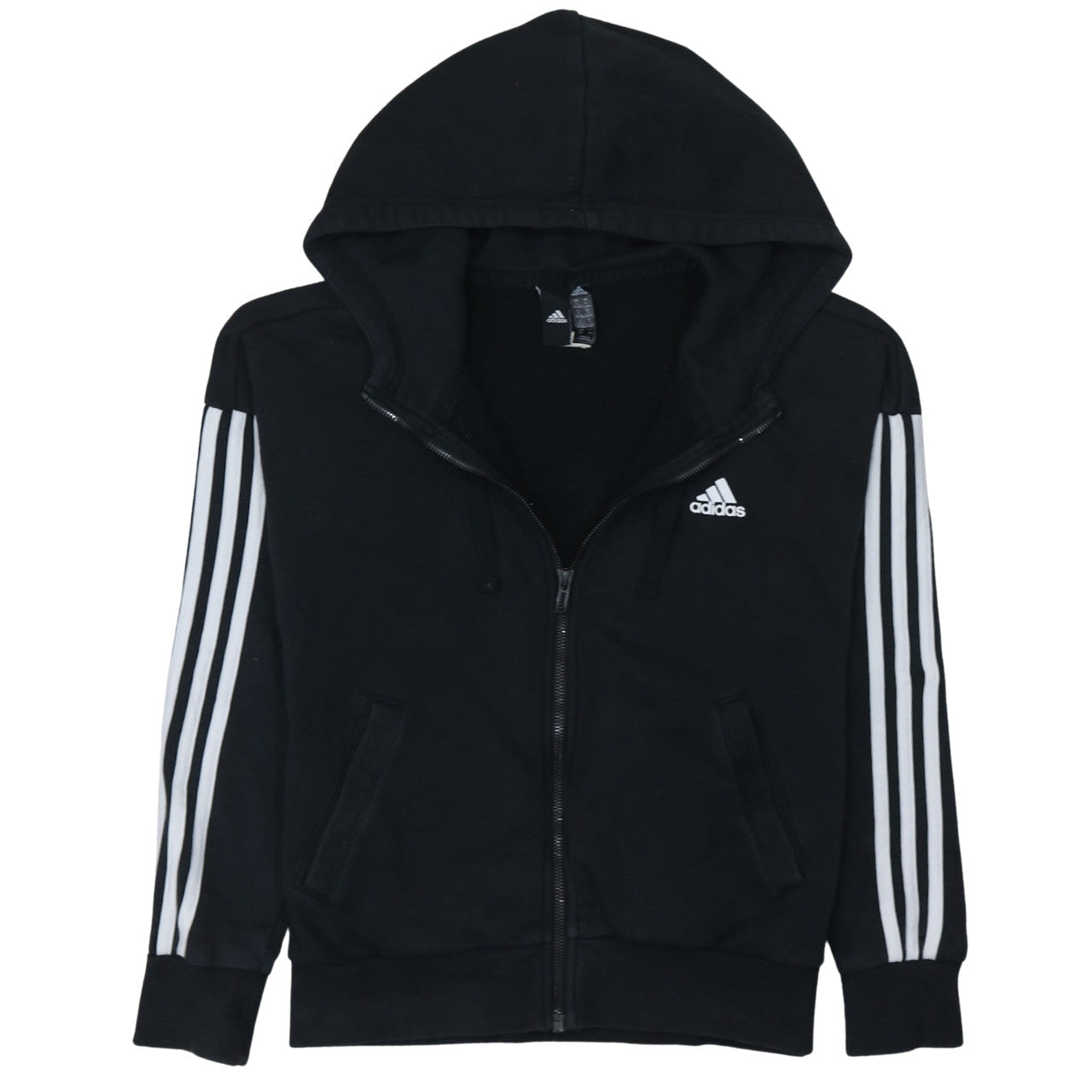 Adidas Women Black Full Zip Hoodie S Hooded Sweatshirt Casual Wear
