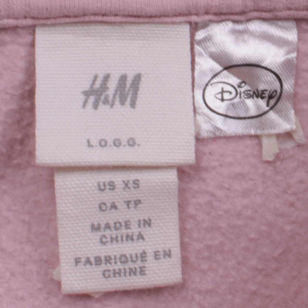 H&M Disney L.O.G.G. Pink Hooded Pullover Sweatshirt XS Women