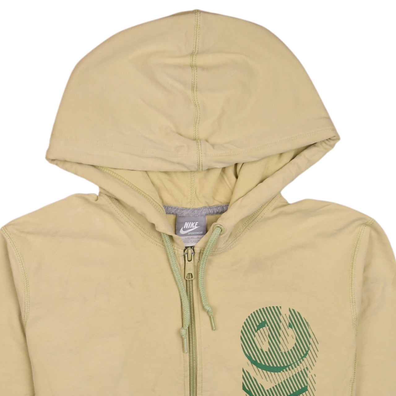 Nike Women Beige Full Zip Hoodie L 12-14 Sportswear Logo