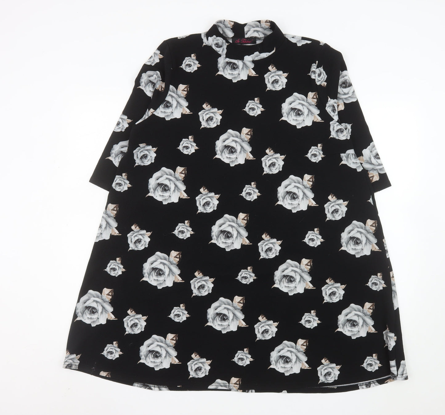 So Fabulous Women’s Black Floral High Neck A-Line Dress Size 22