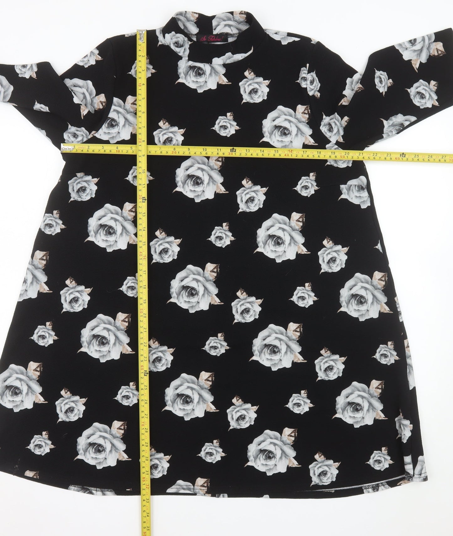 So Fabulous Women’s Black Floral High Neck A-Line Dress Size 22