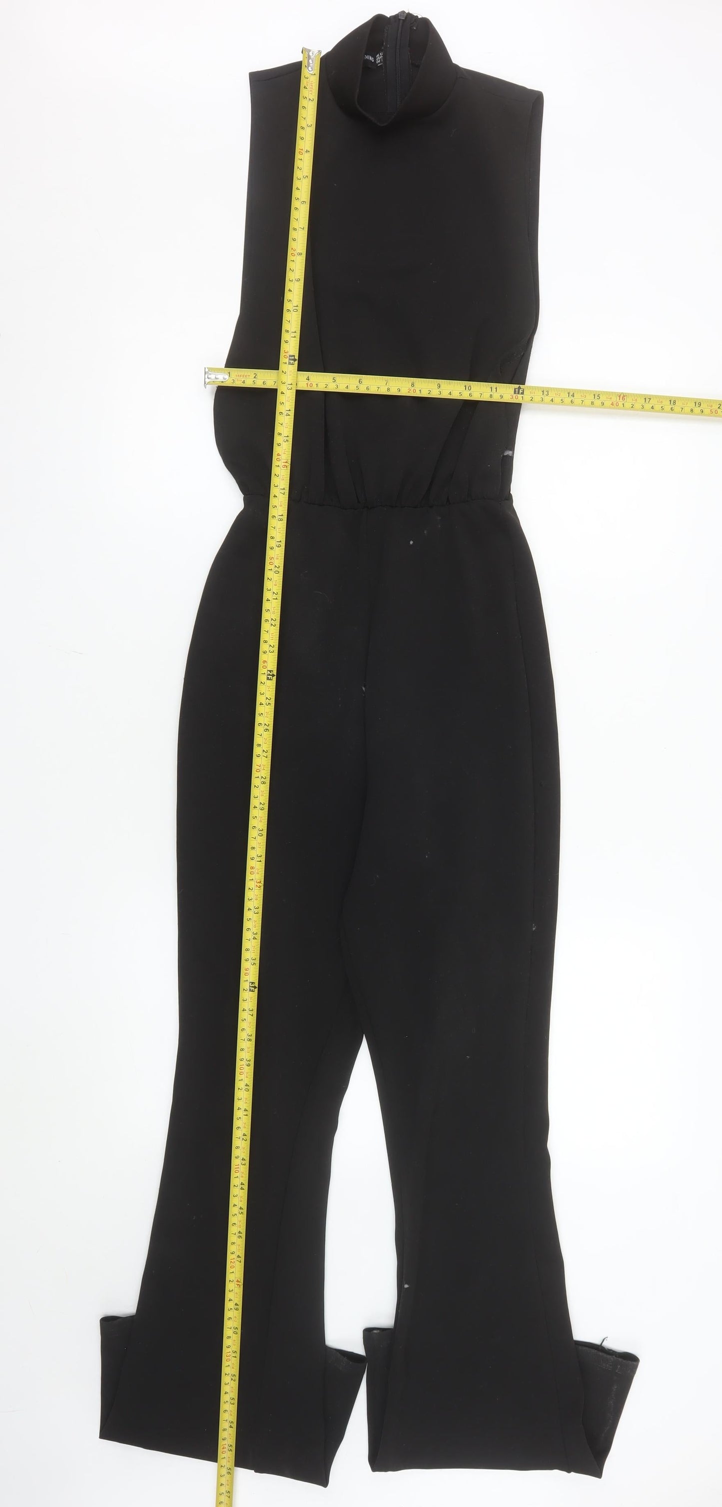 PrettyLittleThing Women Black Sleeveless High Neck Jumpsuit UK 8 Polyester Blend