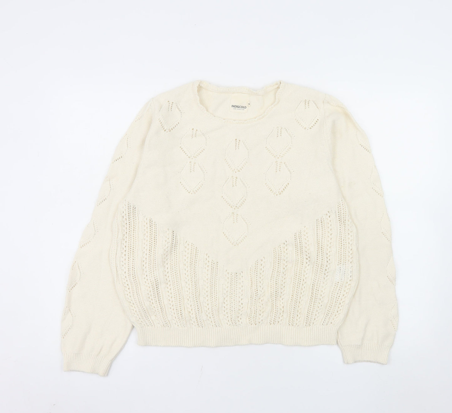 Indi & Cold Women's Ivory Organic Cotton Open-Knit Jumper M