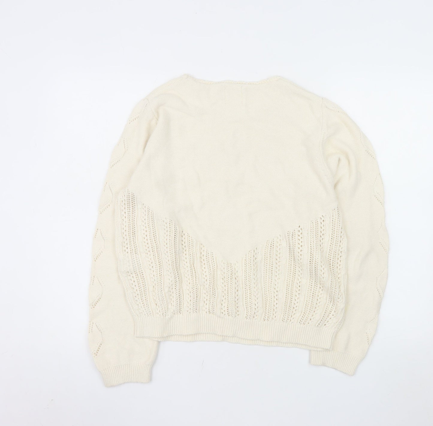 Indi & Cold Women's Ivory Organic Cotton Open-Knit Jumper M