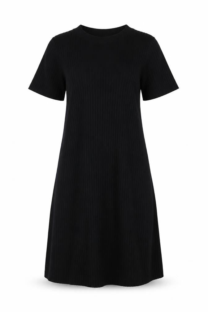 Zara Women Black Knit Short Sleeve T-Shirt Dress Size S