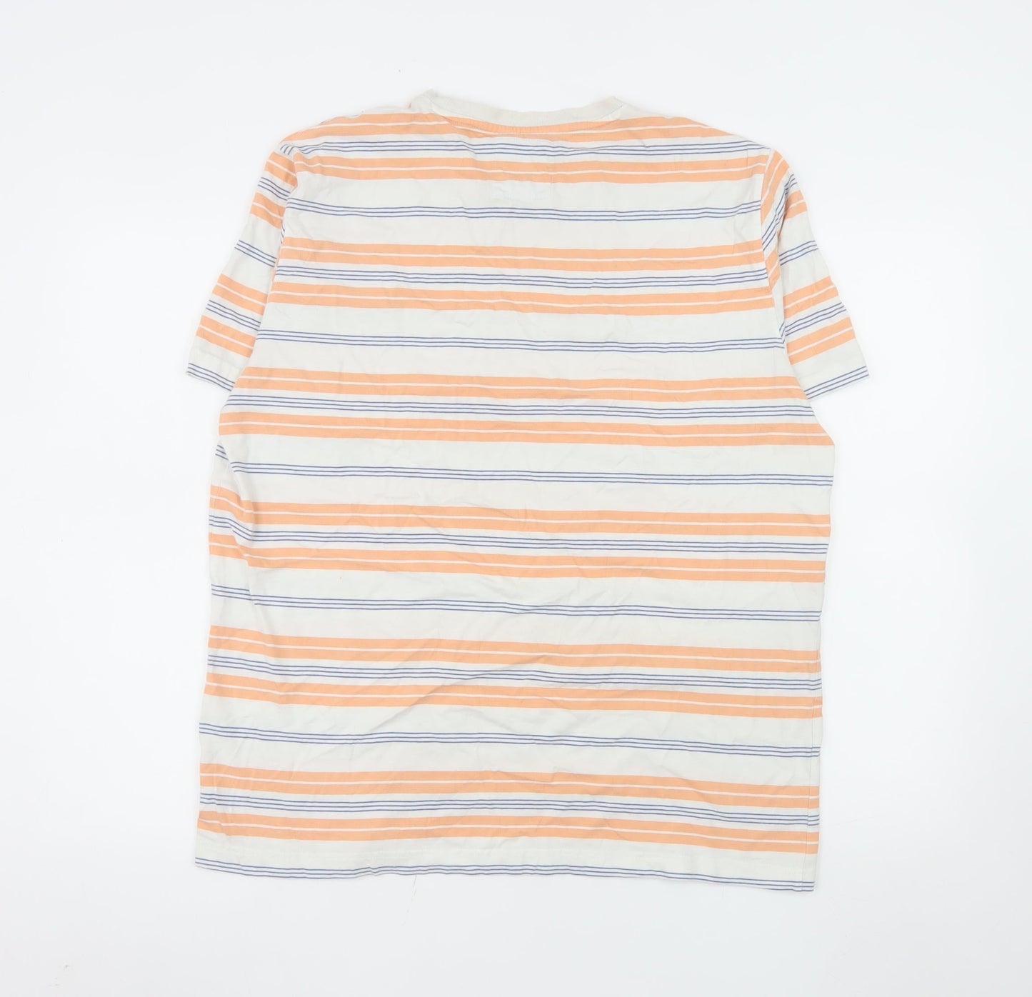 Crew Clothing Company Men's XL Striped Cotton T-Shirt Beige Orange