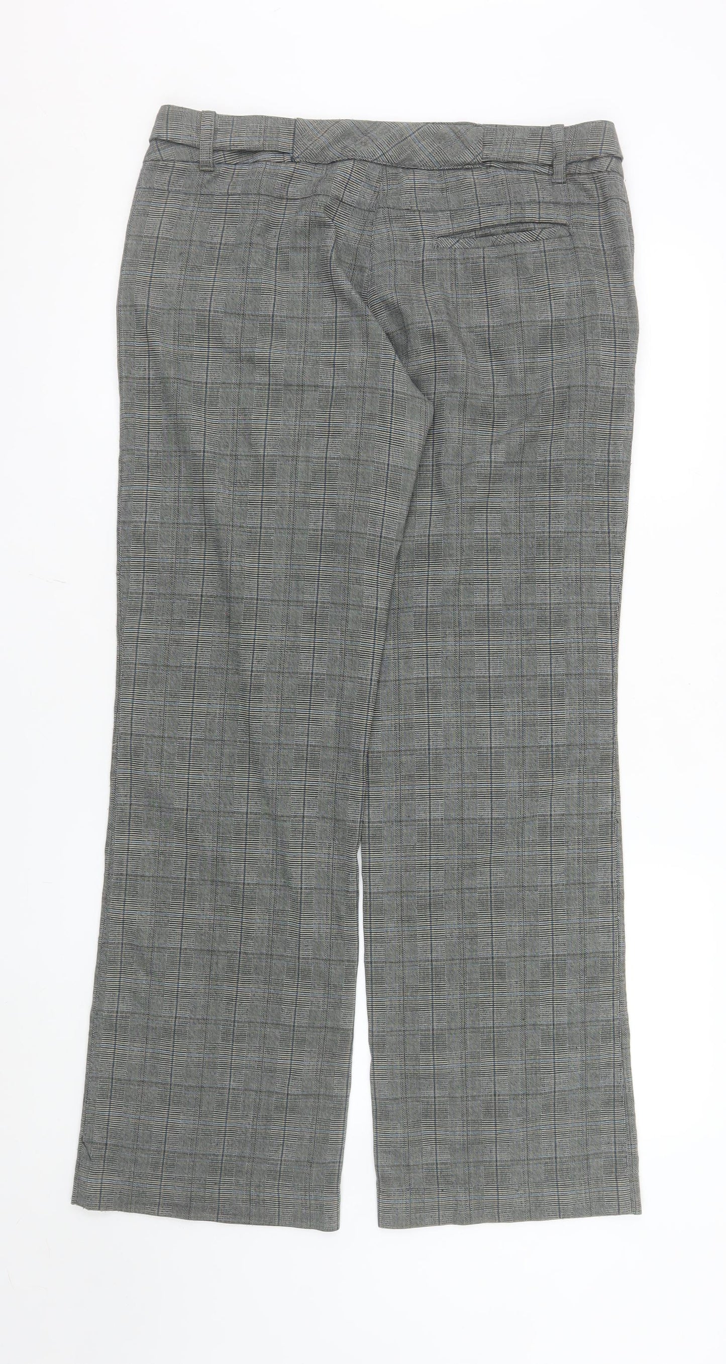 Red Herring Women's Grey Check Straight Leg Trousers Size 12
