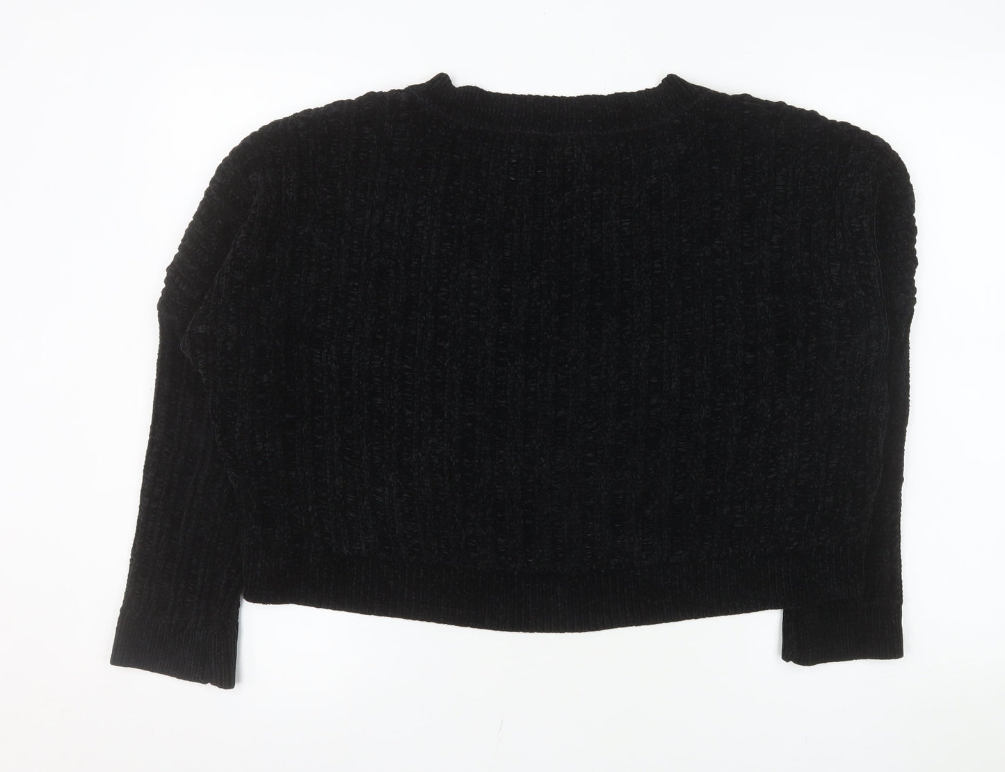 Silence + Noise Women's Black V-Neck Chunky Knit Pullover Jumper Size S