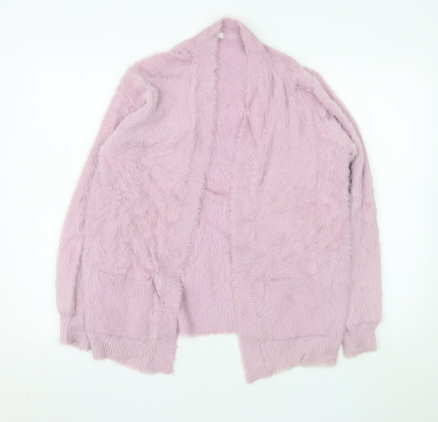 Next Girls Pink Fluffy Soft Jacket 15 Years Faux Fur Feel Open Front