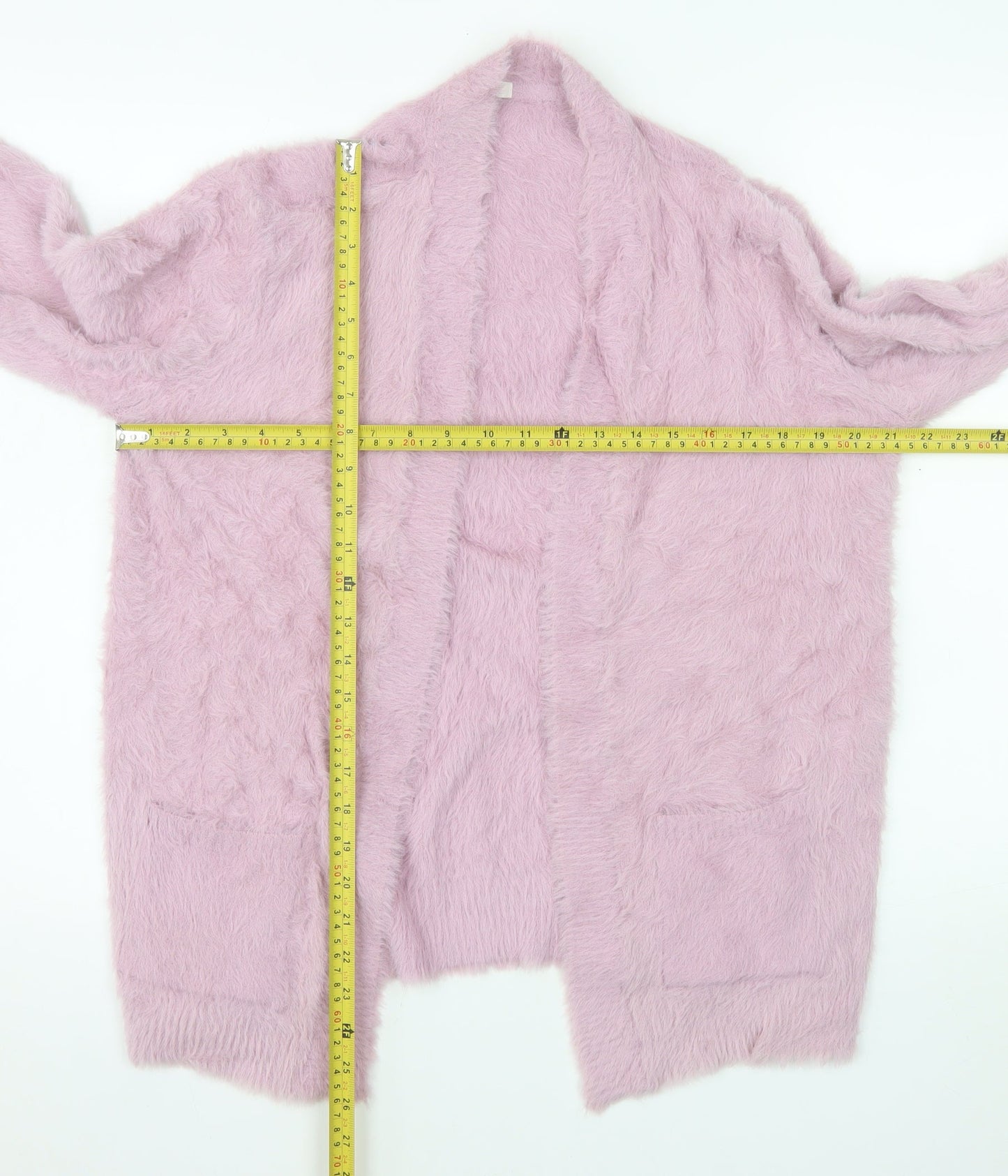 Next Girls Pink Fluffy Soft Jacket 15 Years Faux Fur Feel Open Front