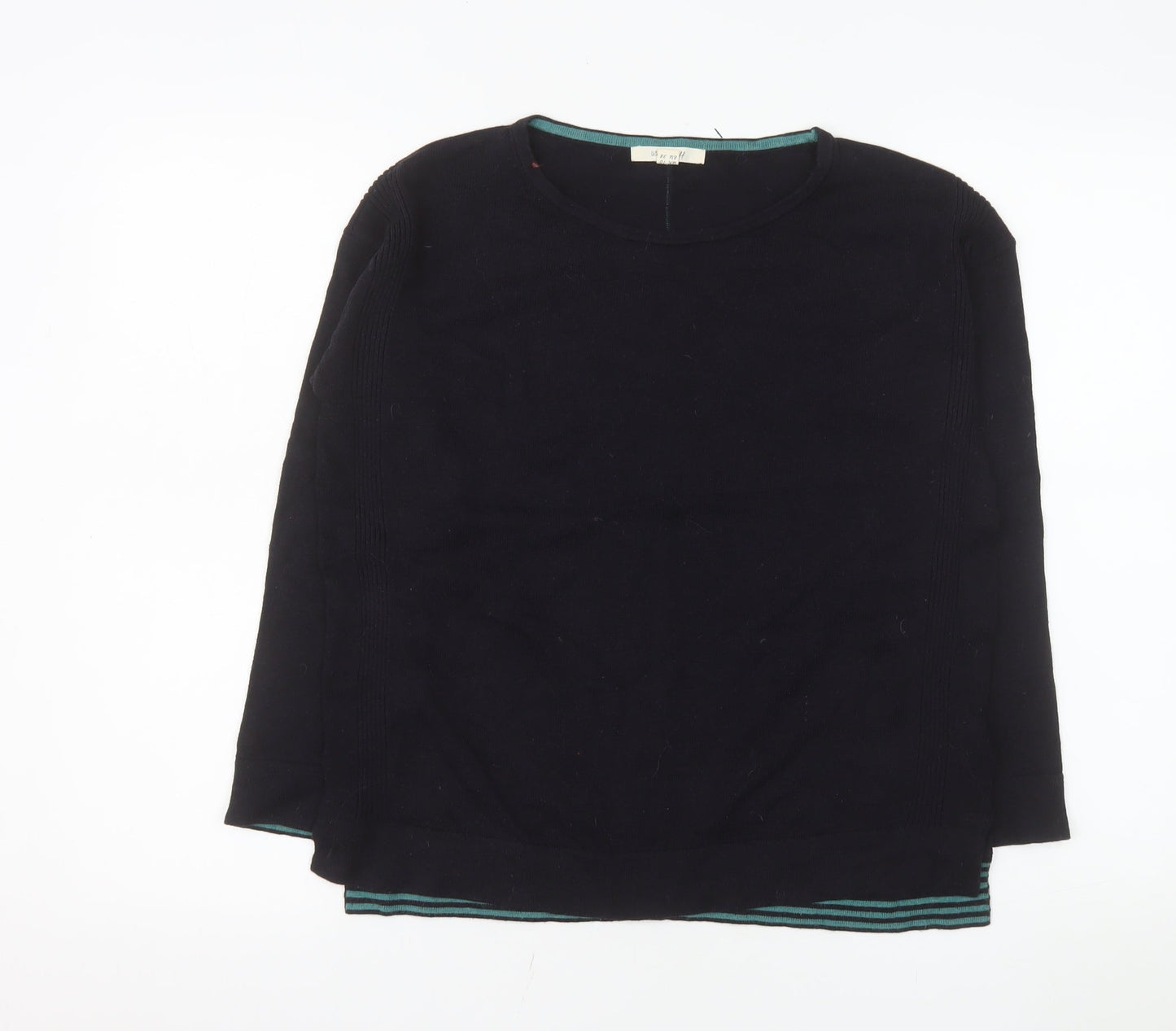 White Stuff Women's Black Cotton Blend Crew Neck Jumper Size 10