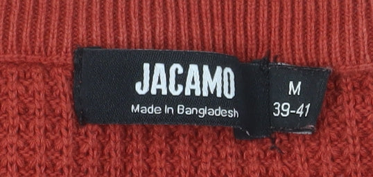 Jacamo Men's Red Cotton Waffle-Knit Crew Neck Pullover Jumper M